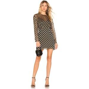 ASTR the Label Mini Cocktail Dress Small Sheer Black Gold Back Cut Out Club